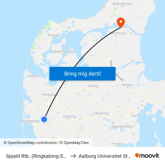 Spjald Rtb. (Ringkøbing-Skjern Kom) to Aalborg Universitet Strandvejen map