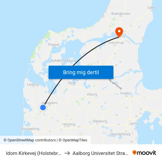 Idom Kirkevej (Holstebro Kom) to Aalborg Universitet Strandvejen map