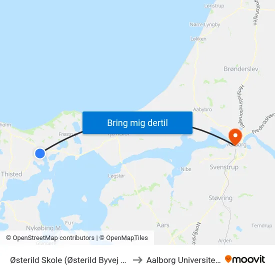 Østerild Skole (Østerild Byvej / Thisted Kommune) to Aalborg Universitet Strandvejen map
