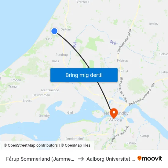 Fårup Sommerland (Jammerbugt Kommune) to Aalborg Universitet Strandvejen map
