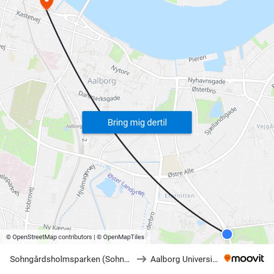 Sohngårdsholmsparken (Sohngårdsholmsvej / Aalborg) to Aalborg Universitet Strandvejen map