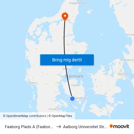 Faaborg Plads A (Faaborg Midtfyn) to Aalborg Universitet Strandvejen map