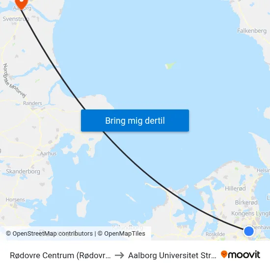 Rødovre Centrum (Rødovre Parkvej) to Aalborg Universitet Strandvejen map