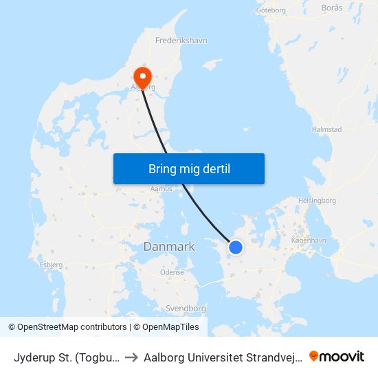 Jyderup St. (Togbus) to Aalborg Universitet Strandvejen map