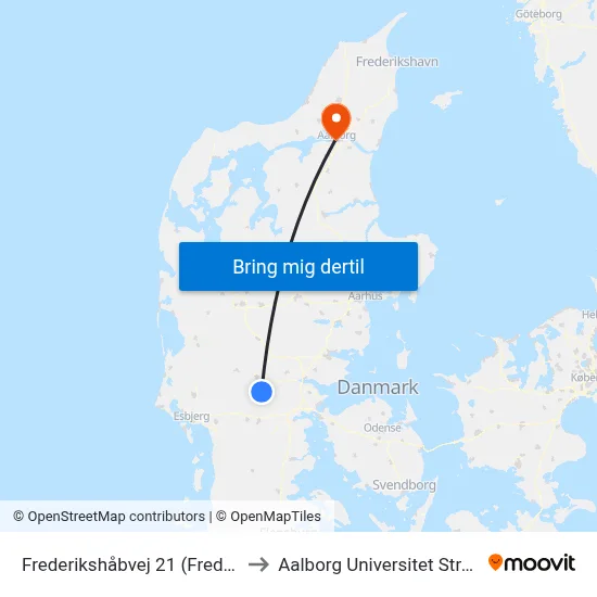 Frederikshåbvej 21 (Frederikshåb) to Aalborg Universitet Strandvejen map