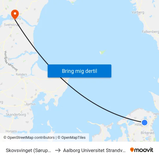 Skovsvinget (Sørupvej) to Aalborg Universitet Strandvejen map
