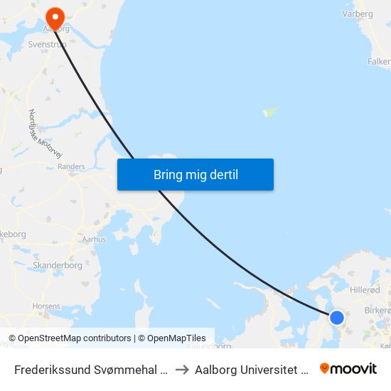 Frederikssund Svømmehal (Kornvænget) to Aalborg Universitet Strandvejen map