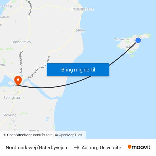 Nordmarksvej (Østerbyvejen / Læsø Kommune) to Aalborg Universitet Strandvejen map