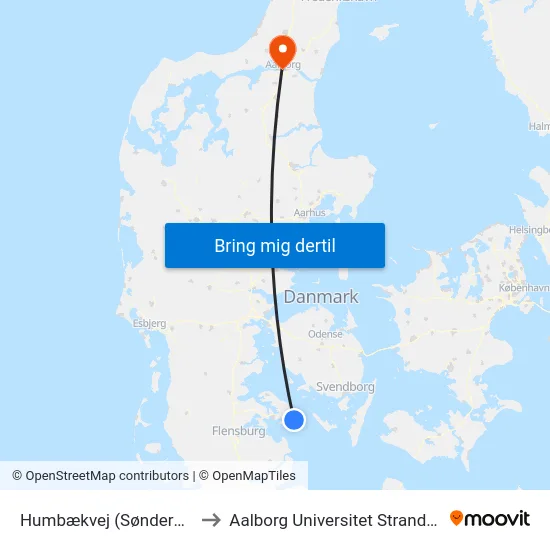 Humbækvej (Sønderborg) to Aalborg Universitet Strandvejen map