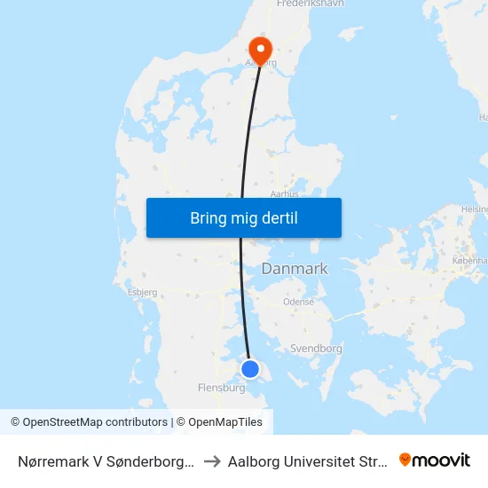 Nørremark V Sønderborg Lufthavn to Aalborg Universitet Strandvejen map