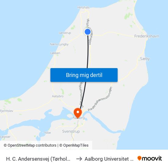H. C. Andersensvej (Tørholmsvej / Hjørring to Aalborg Universitet Strandvejen map