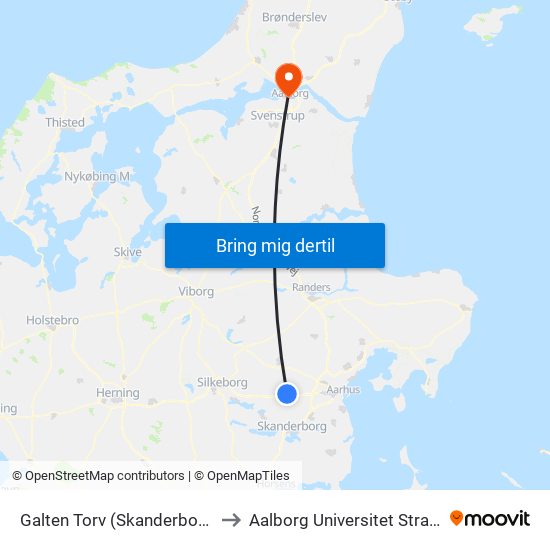 Galten Torv (Skanderborg Kom) to Aalborg Universitet Strandvejen map