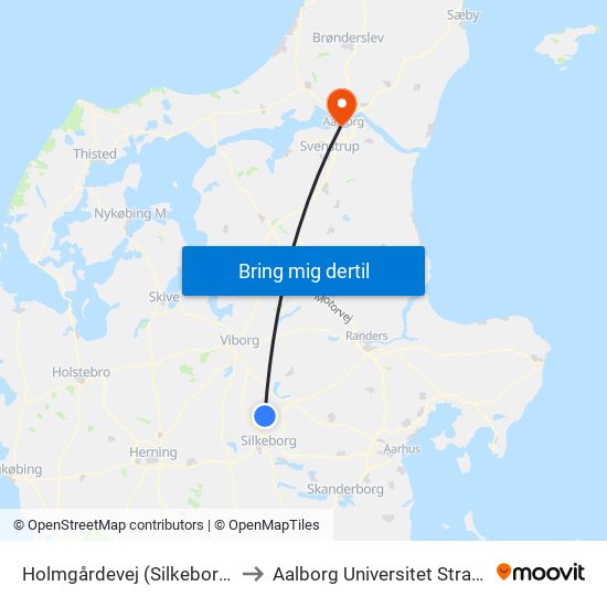 Holmgårdevej (Silkeborg Kom) to Aalborg Universitet Strandvejen map