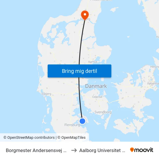Borgmester Andersensvej V Jørgensgård to Aalborg Universitet Strandvejen map