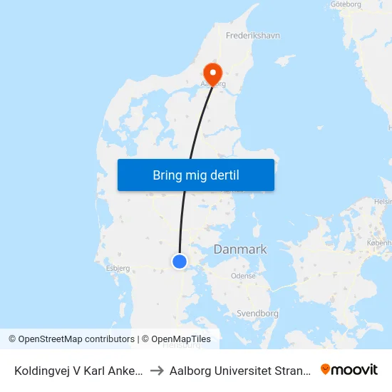 Koldingvej V Karl Ankers Vej to Aalborg Universitet Strandvejen map