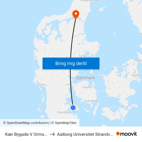 Kær Bygade V Ormstoft to Aalborg Universitet Strandvejen map