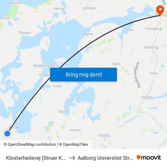 Klosterhedevej (Struer Kommune) to Aalborg Universitet Strandvejen map