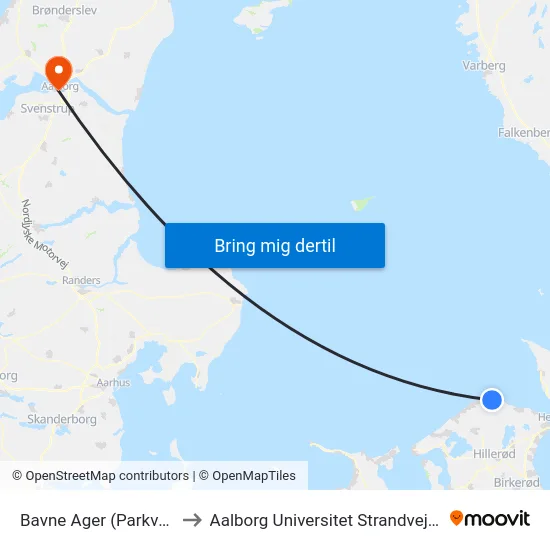 Bavne Ager (Parkvej) to Aalborg Universitet Strandvejen map
