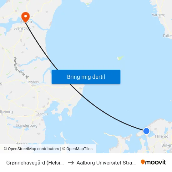 Grønnehavegård (Helsingevej) to Aalborg Universitet Strandvejen map
