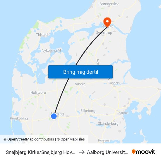 Snejbjerg Kirke/Snejbjerg Hovedgade (Herning Kom) to Aalborg Universitet Strandvejen map