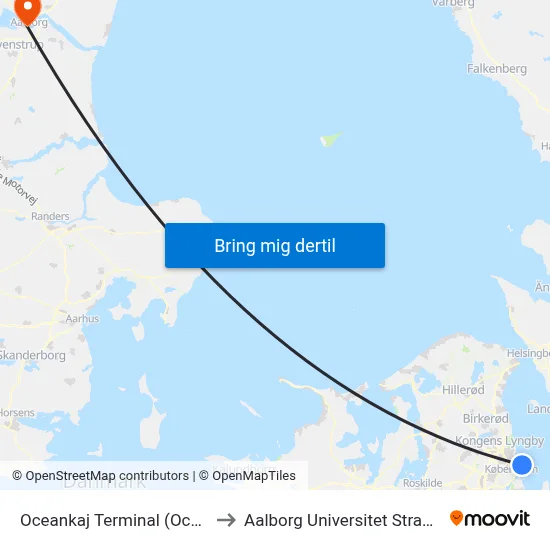 Oceankaj Terminal (Oceankaj) to Aalborg Universitet Strandvejen map