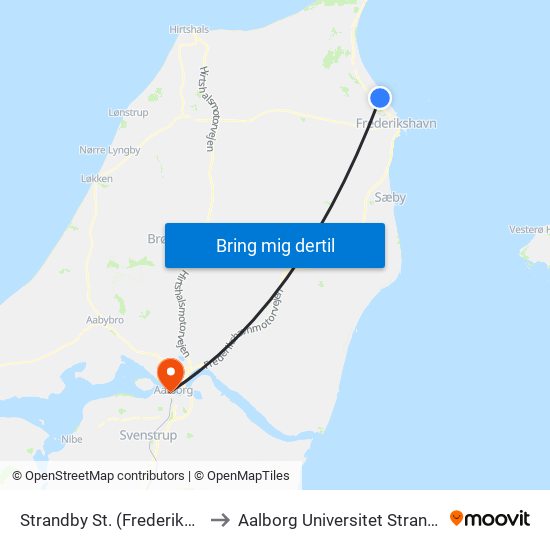 Strandby St. (Frederikshavn) to Aalborg Universitet Strandvejen map