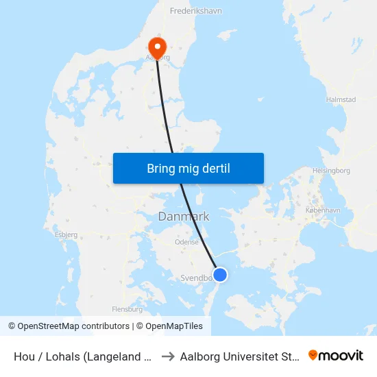 Hou / Lohals (Langeland Kommune) to Aalborg Universitet Strandvejen map