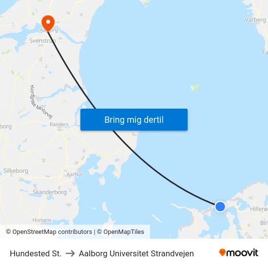 Hundested St. to Aalborg Universitet Strandvejen map
