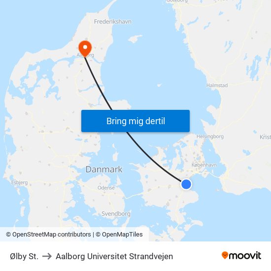 Ølby St. to Aalborg Universitet Strandvejen map