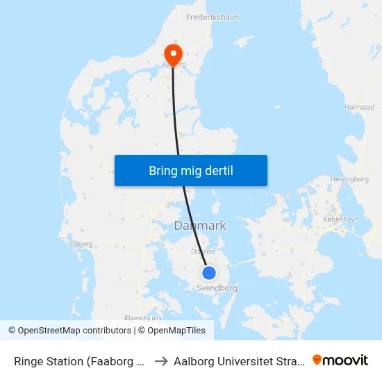 Ringe Station (Faaborg Midtfyn) to Aalborg Universitet Strandvejen map