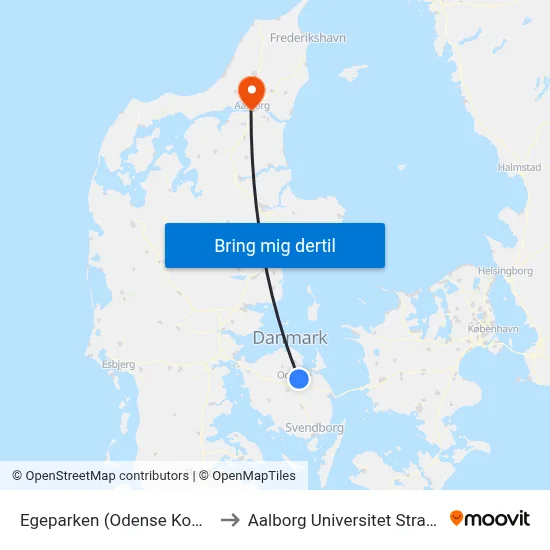 Egeparken (Odense Kommune) to Aalborg Universitet Strandvejen map
