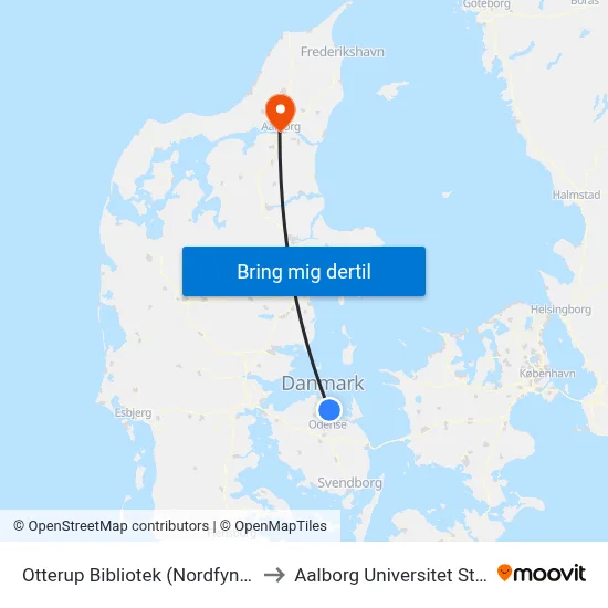 Otterup Bibliotek (Nordfyn Kommune) to Aalborg Universitet Strandvejen map