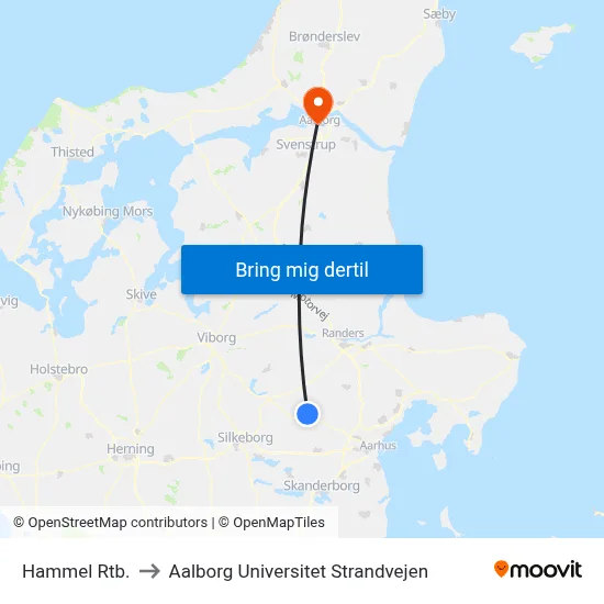 Hammel Rtb. to Aalborg Universitet Strandvejen map