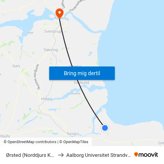 Ørsted (Norddjurs Kom) to Aalborg Universitet Strandvejen map