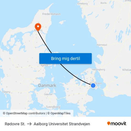 Rødovre St. to Aalborg Universitet Strandvejen map