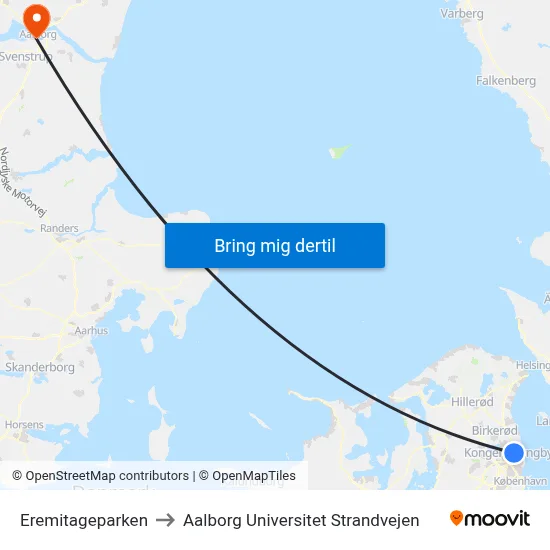 Eremitageparken to Aalborg Universitet Strandvejen map