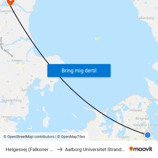 Helgesvej (Falkoner Allé) to Aalborg Universitet Strandvejen map