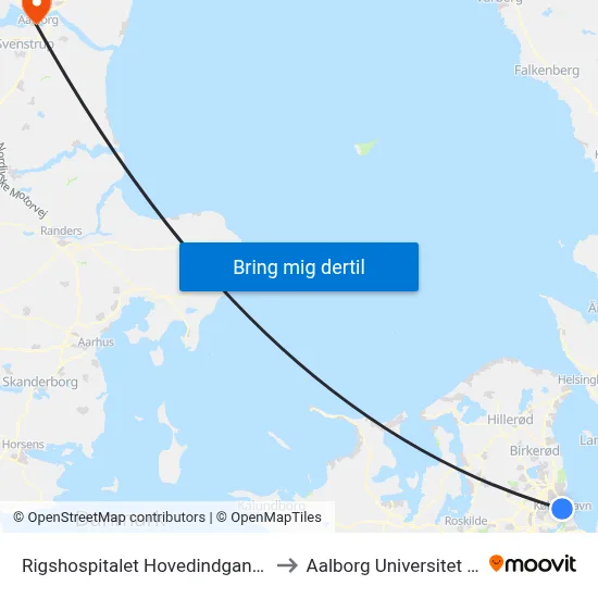 Rigshospitalet Hovedindgang (Blegdamsvej) to Aalborg Universitet Strandvejen map