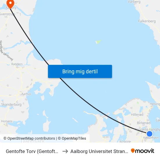 Gentofte Torv (Gentoftegade) to Aalborg Universitet Strandvejen map