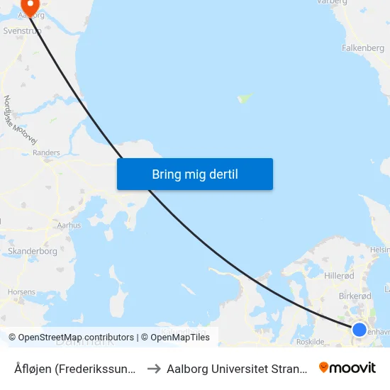 Åfløjen (Frederikssundsvej) to Aalborg Universitet Strandvejen map