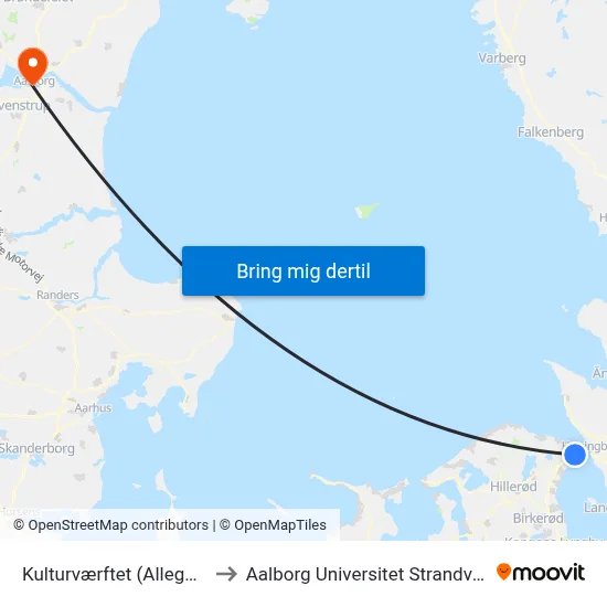 Kulturværftet (Allegade) to Aalborg Universitet Strandvejen map