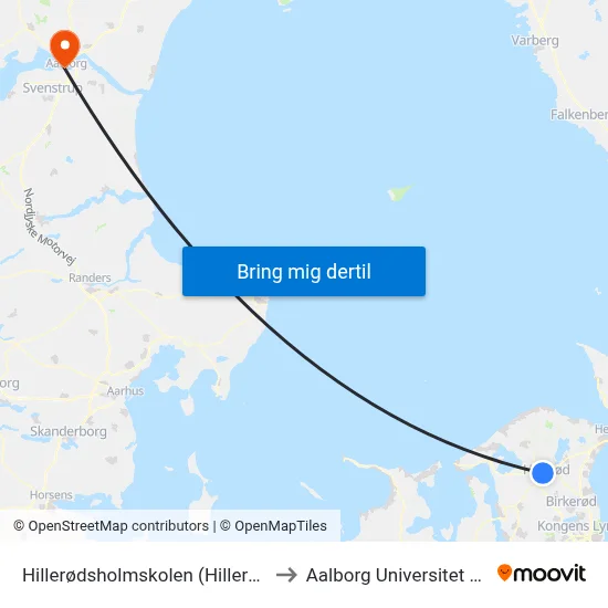 Hillerødsholmskolen (Hillerødsholms Allé) to Aalborg Universitet Strandvejen map