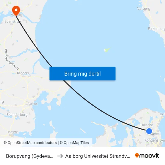 Borupvang (Gydevang) to Aalborg Universitet Strandvejen map