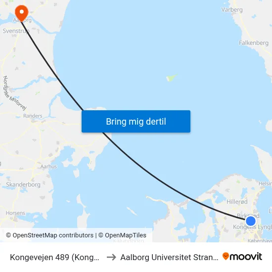Kongevejen 489 (Kongevejen) to Aalborg Universitet Strandvejen map