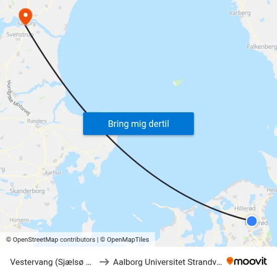 Vestervang (Sjælsø Allé) to Aalborg Universitet Strandvejen map
