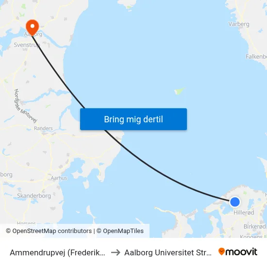 Ammendrupvej (Frederiksborgvej) to Aalborg Universitet Strandvejen map