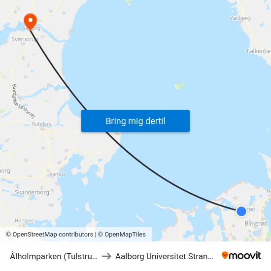 Ålholmparken (Tulstrupvej) to Aalborg Universitet Strandvejen map