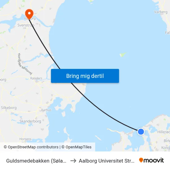 Guldsmedebakken (Sølagervejen) to Aalborg Universitet Strandvejen map