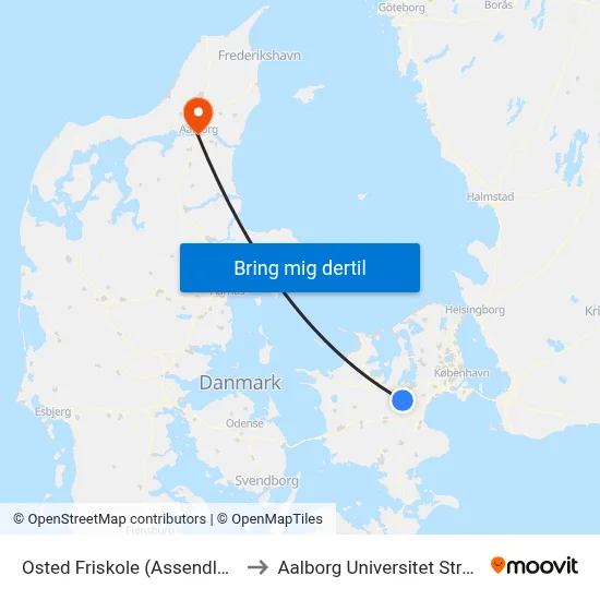 Osted Friskole (Assendløsevejen) to Aalborg Universitet Strandvejen map
