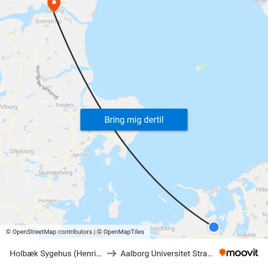 Holbæk Sygehus (Henriettevej) to Aalborg Universitet Strandvejen map